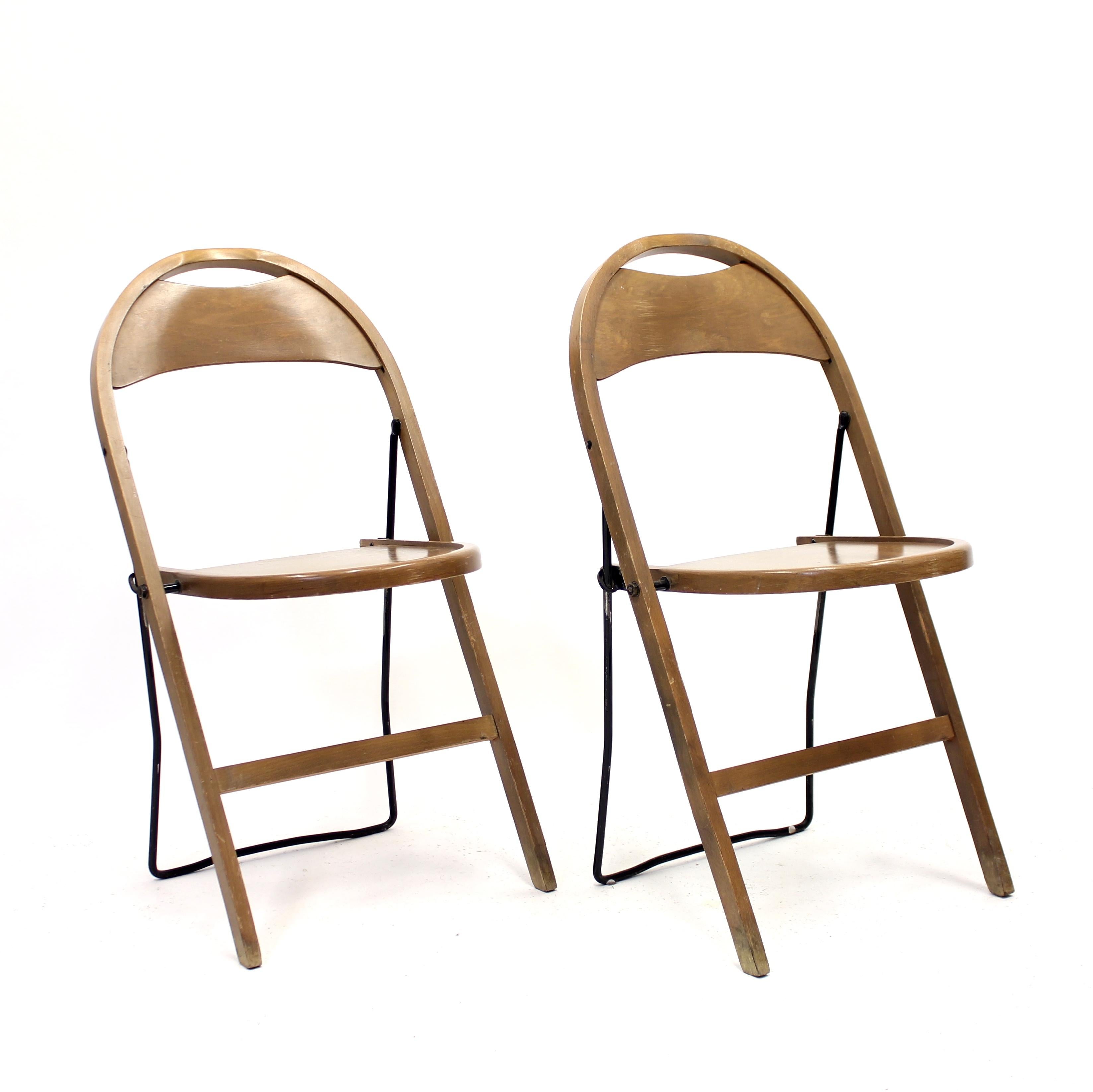 Scandinavian Modern C.A Buffington, Pair of Swedish Folding Chairs, Gemla, 1950s