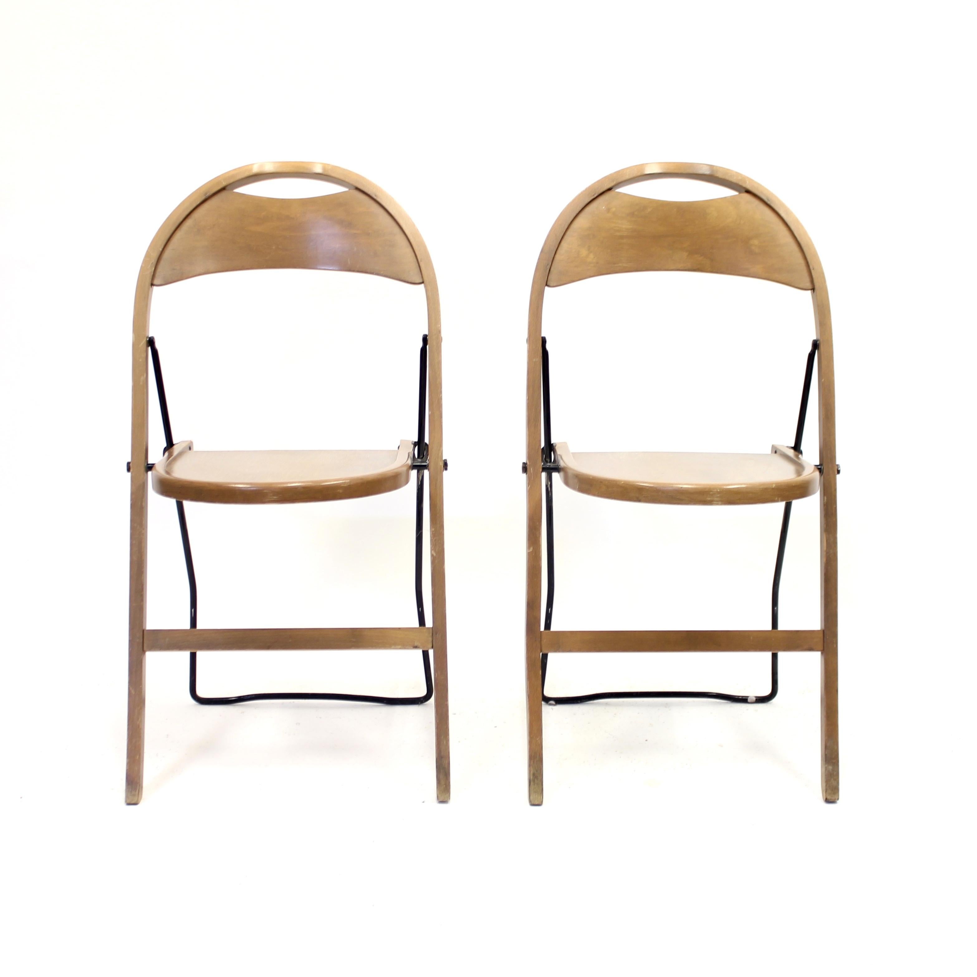20th Century C.A Buffington, Pair of Swedish Folding Chairs, Gemla, 1950s