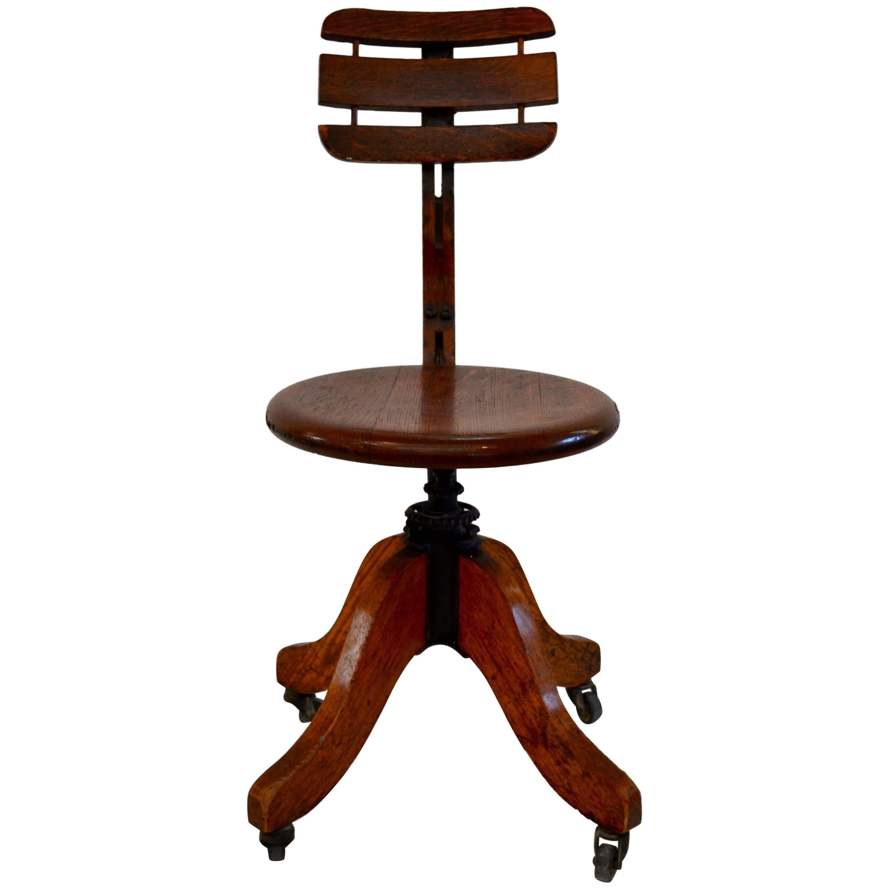 C.A Cook Co. Stenographer/Typewriter Chair,  Patented, 1897