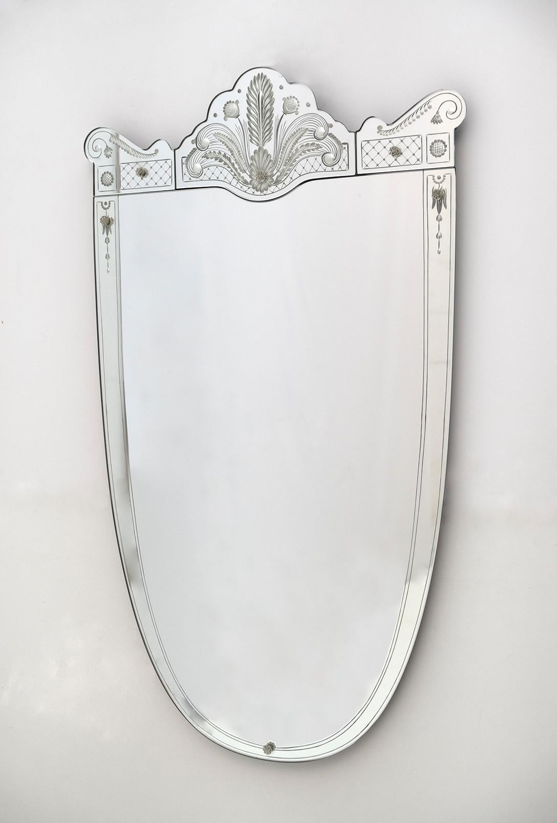 Italian Glass Mirror, 800 French Style, Handcrafted