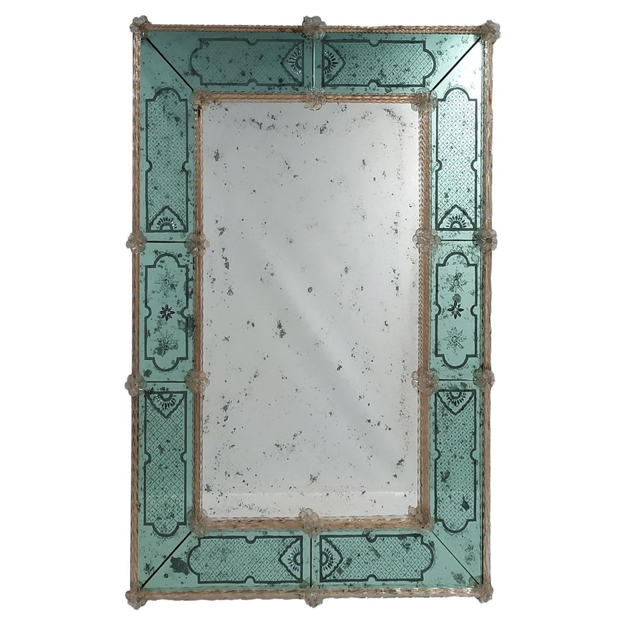 Ca' Dei Fuseri Murano Glass Mirror For Sale