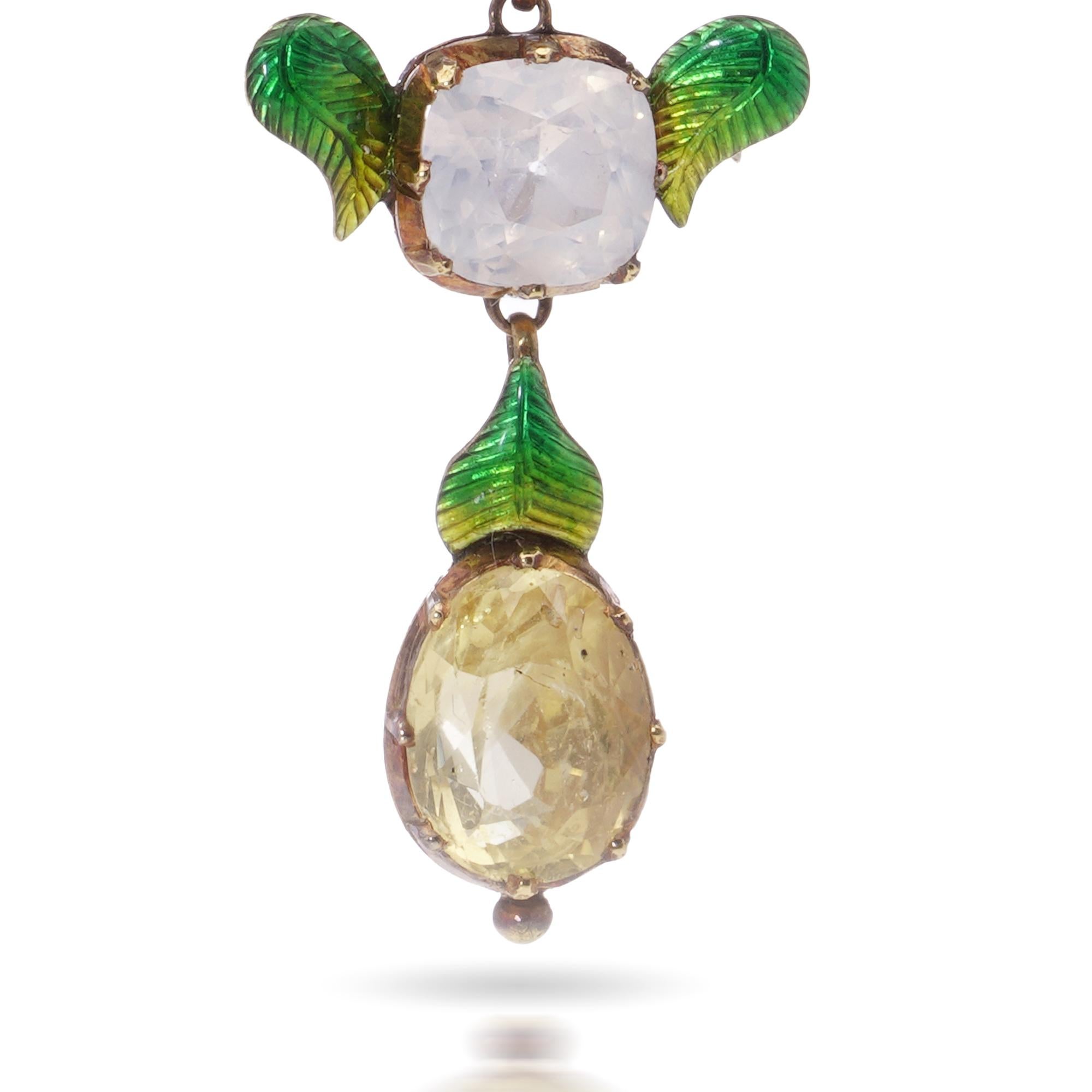 C.A. Giuliano Brosche aus 18-karätigem Gold, Emaille und Edelsteinbesatz im Angebot 5