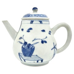 'Imari Pavilion' Pattern Blue And White Teapot C 1725, Qing Dynasty, Yongzheng