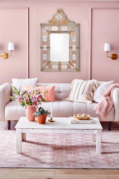 Miroir vénitien en verre de Murano rose Barbie de Fratelli Tosi