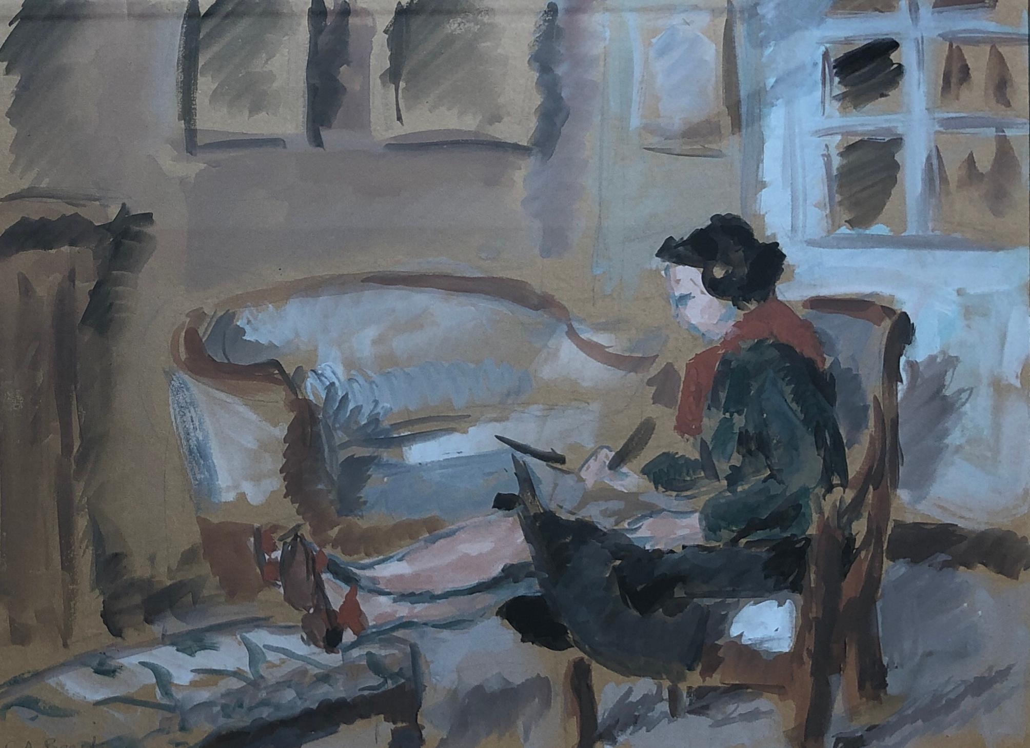 C.A. Figurative Painting - Lady writing