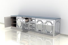 "Ca' Paolina" Luxurious Sideboard in Murano Glass Mirror by Fratelli Tosi