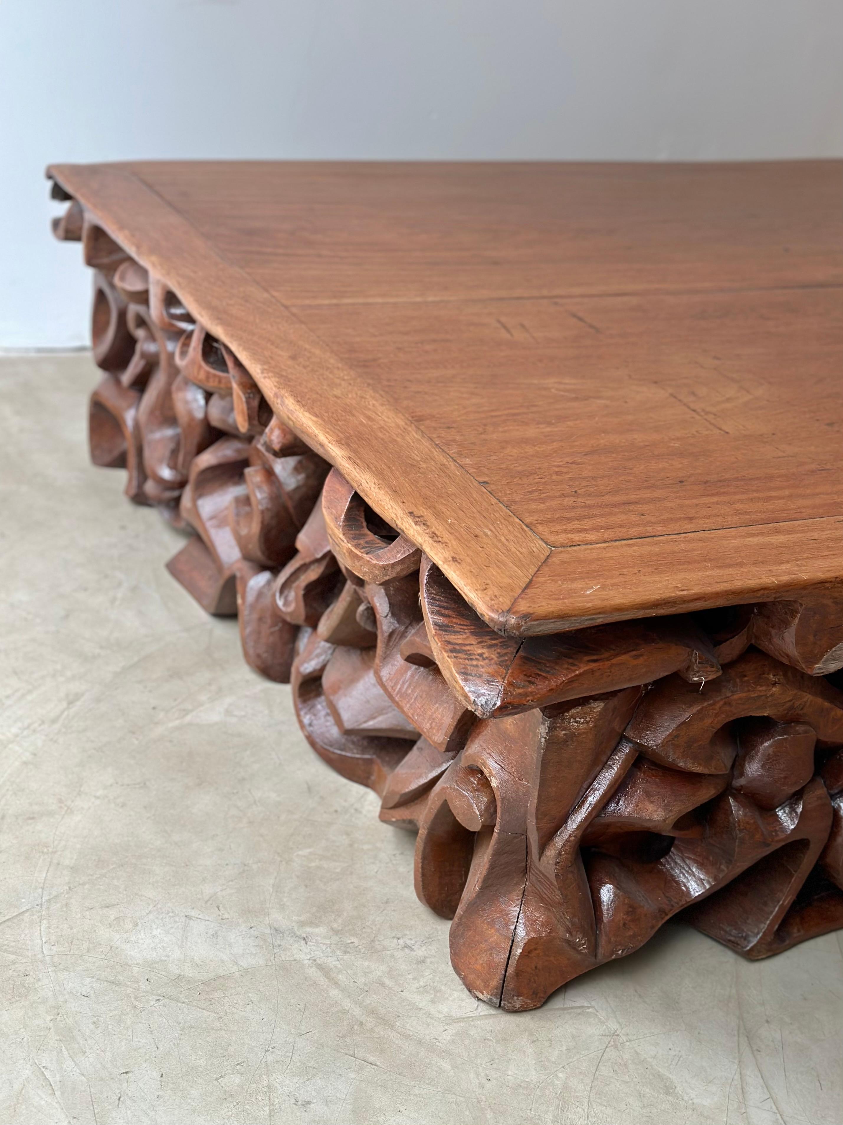 Brazilian C.A Paudalho. Artisan Center Table in Wood For Sale