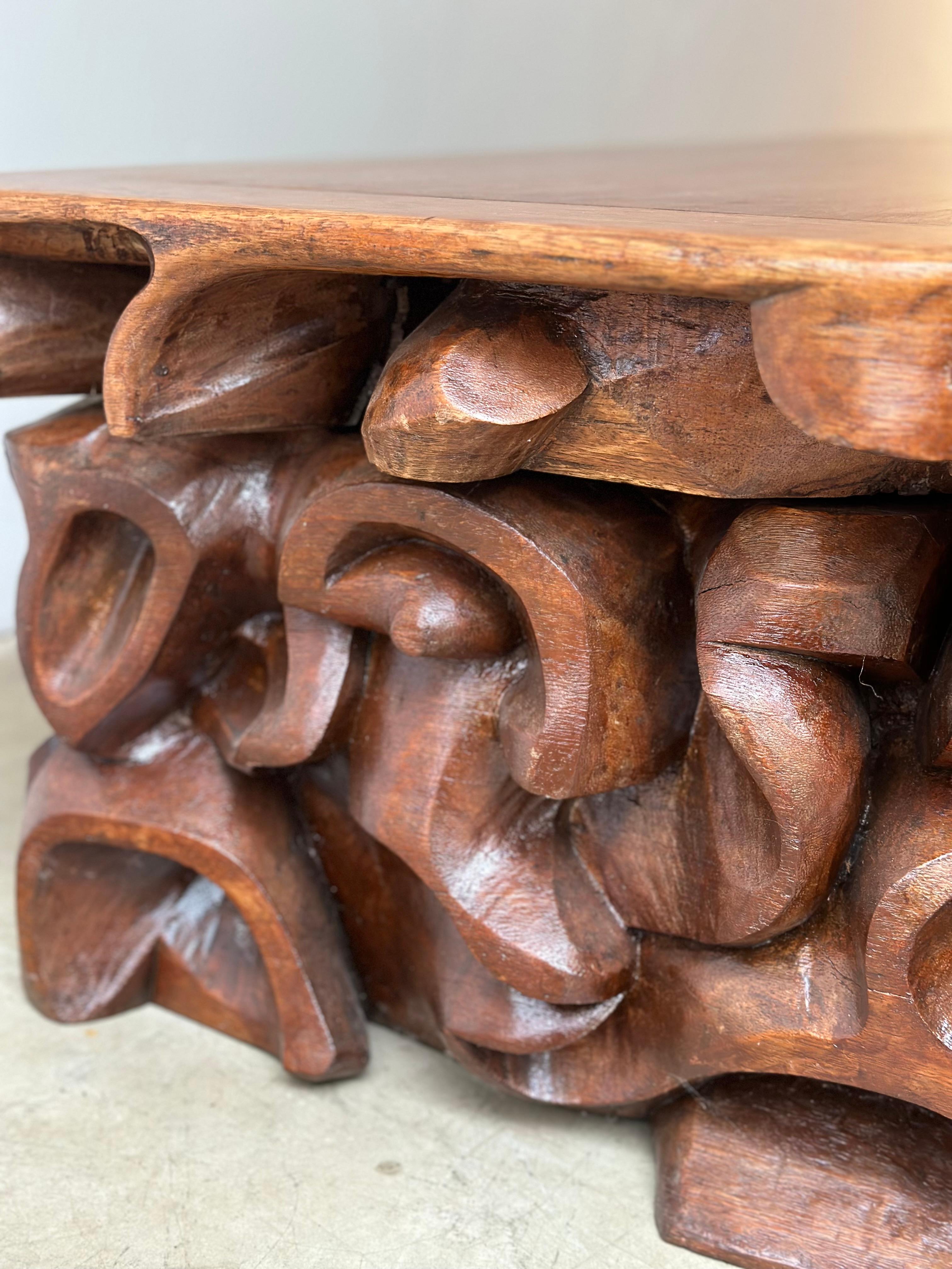 Late 20th Century C.A Paudalho. Artisan Center Table in Wood For Sale