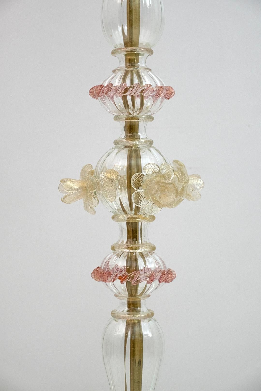 Lampadaire à 6 bras en verre de Murano soufflé Rezzonico, Italie, années 1950 en vente 1