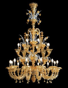 Ca Rezzonico II Kronleuchter mit 18 Lichtern aus Gold und Muranoglas von Aggiolight