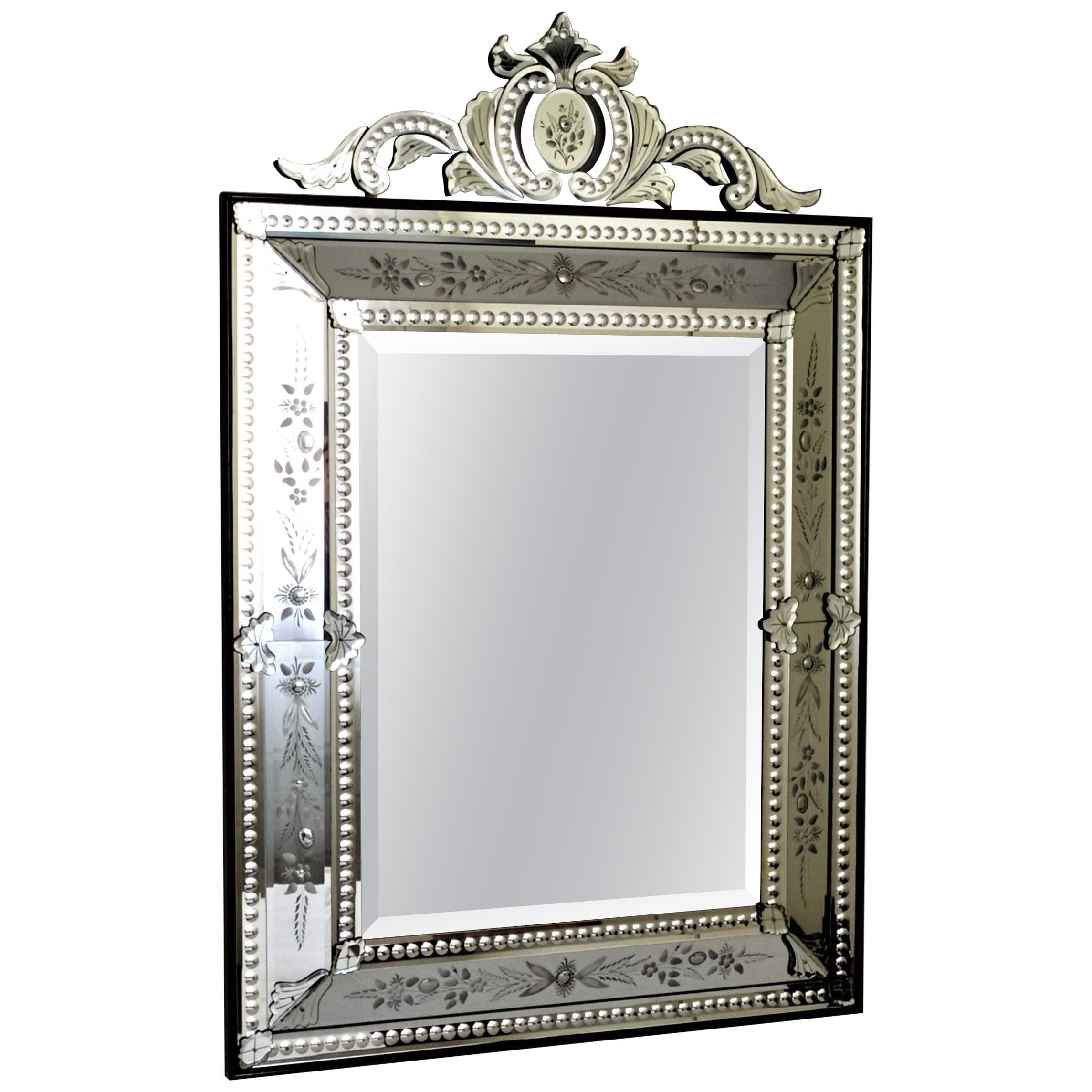 "Ca' Rezzonico" Murano Glass Mirror in French Style Handcrafted by Fratelli Tosi For Sale