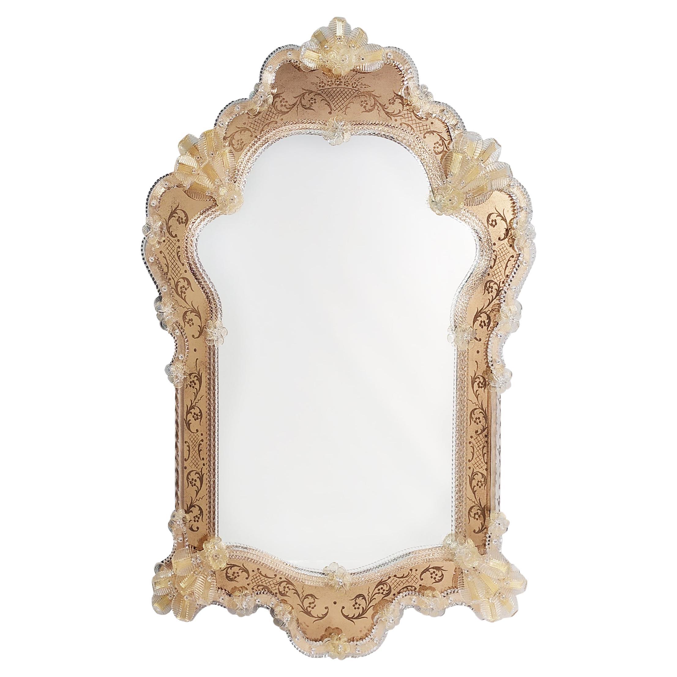 "Ca' Vendramin" Venetian Mirror in Murano Glass by Fratelli Tosi Murano For Sale