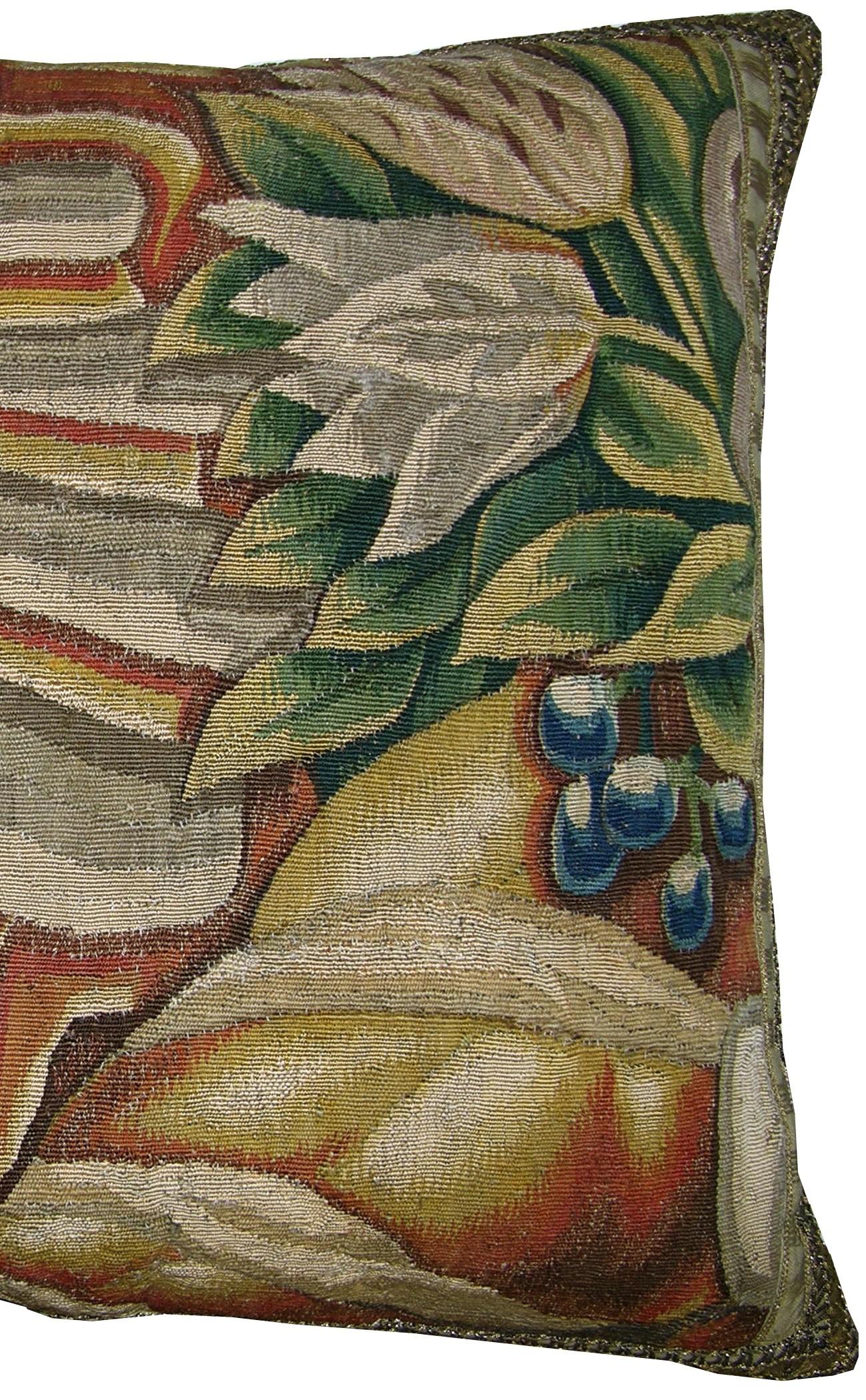 Empire Ca.1700 Antique Brussels Tapestry Pillow For Sale