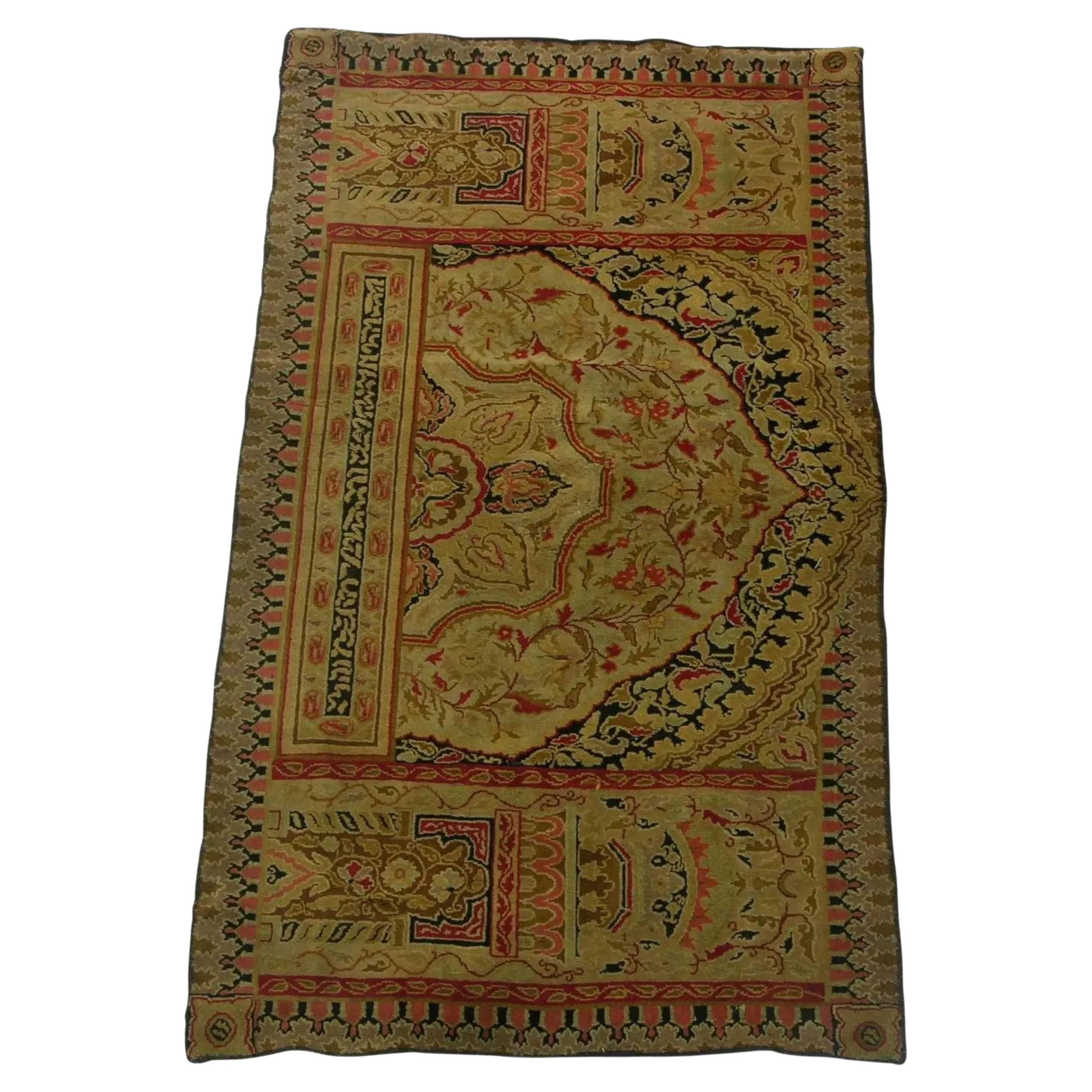 Ca.1880 Antique Collectible Savonnerie Rug 6'1'' X 3'4'' For Sale