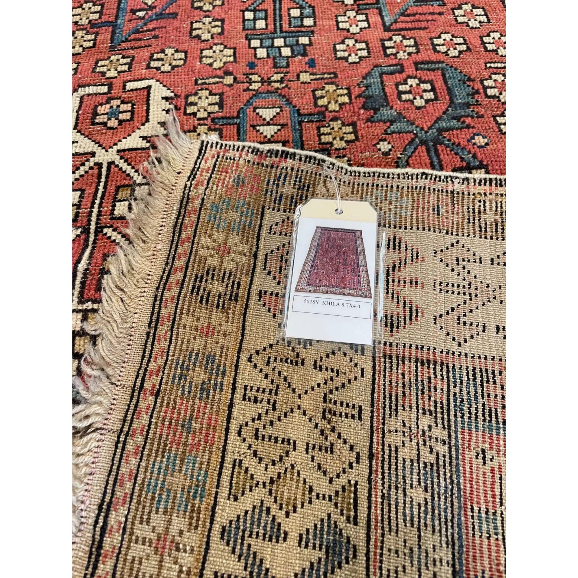 Ca.1900 Antique Caucasian Khilla Rug 8'7''x4'4'' In Good Condition For Sale In Los Angeles, US
