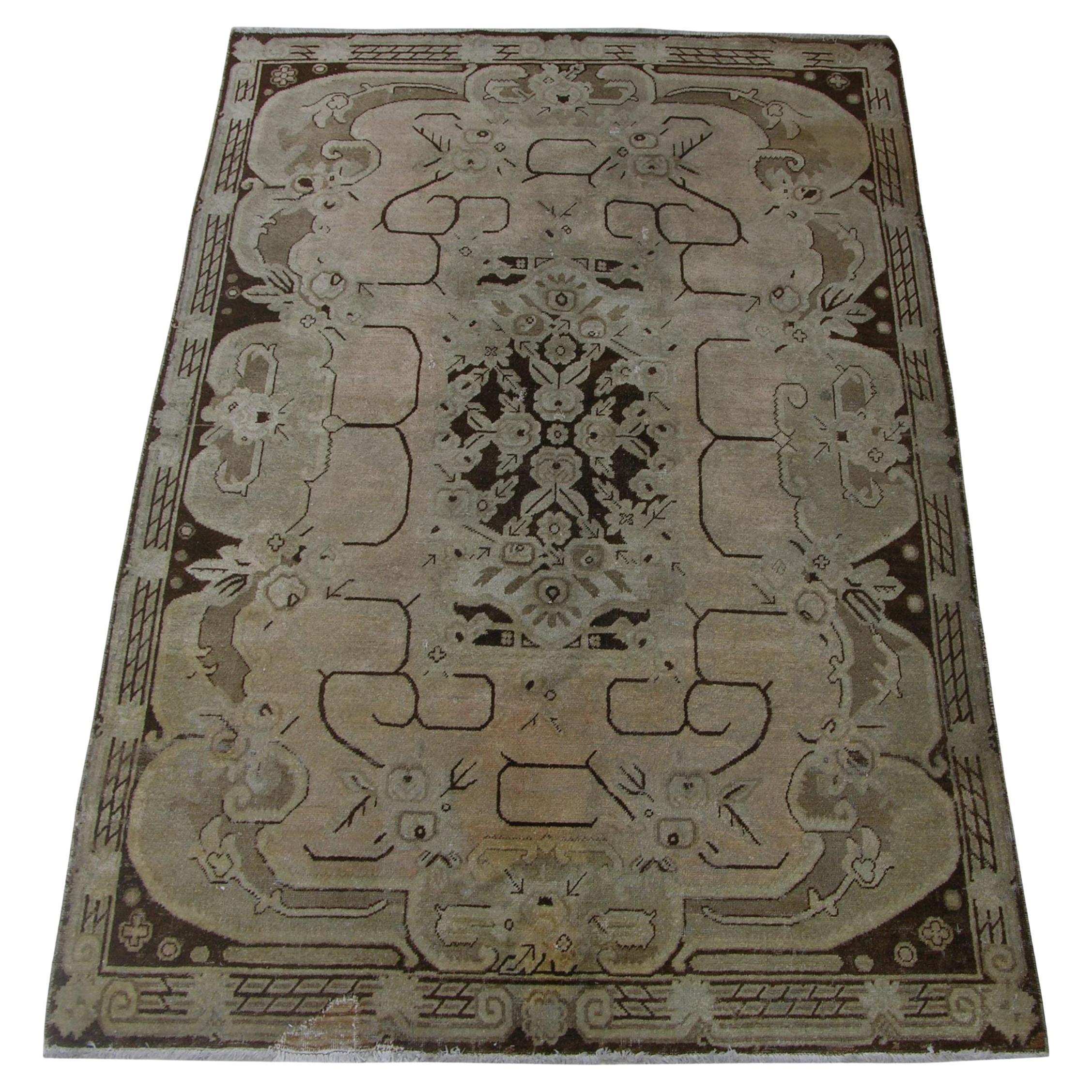 Authentischer Khotan Samarkand-Teppich aus der Zeit um 1900 8'10'' X 5'6''