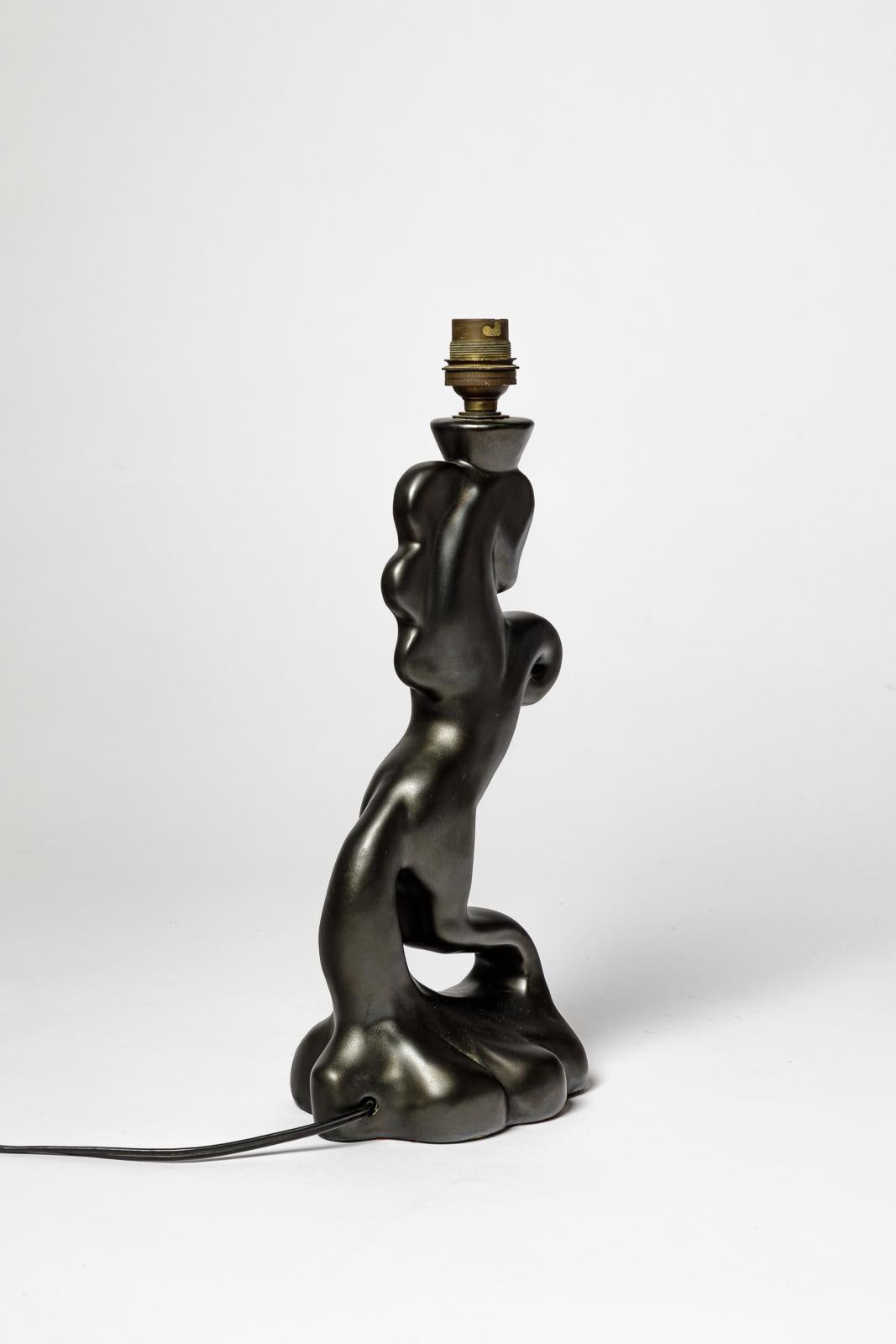 XX secolo Lampada da tavolo in ceramica CAB 20th century design black horse 1950 primavera in vendita