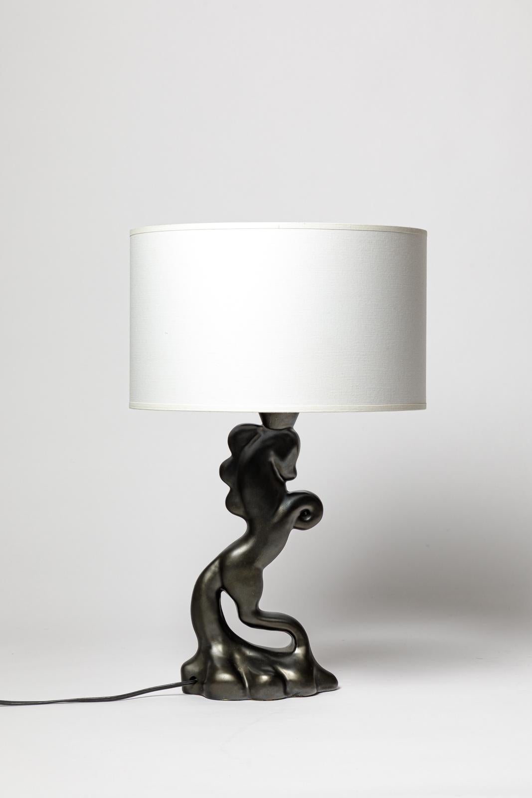 Ceramica Lampada da tavolo in ceramica CAB 20th century design black horse 1950 primavera in vendita