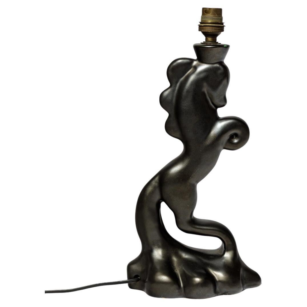 CAB Lampe à poser en céramique cheval noir design du 20TH CENTURY DESIGN 1950 Primavera