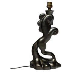 CAB 20th century design black horse ceramic table lamp 1950 primavera