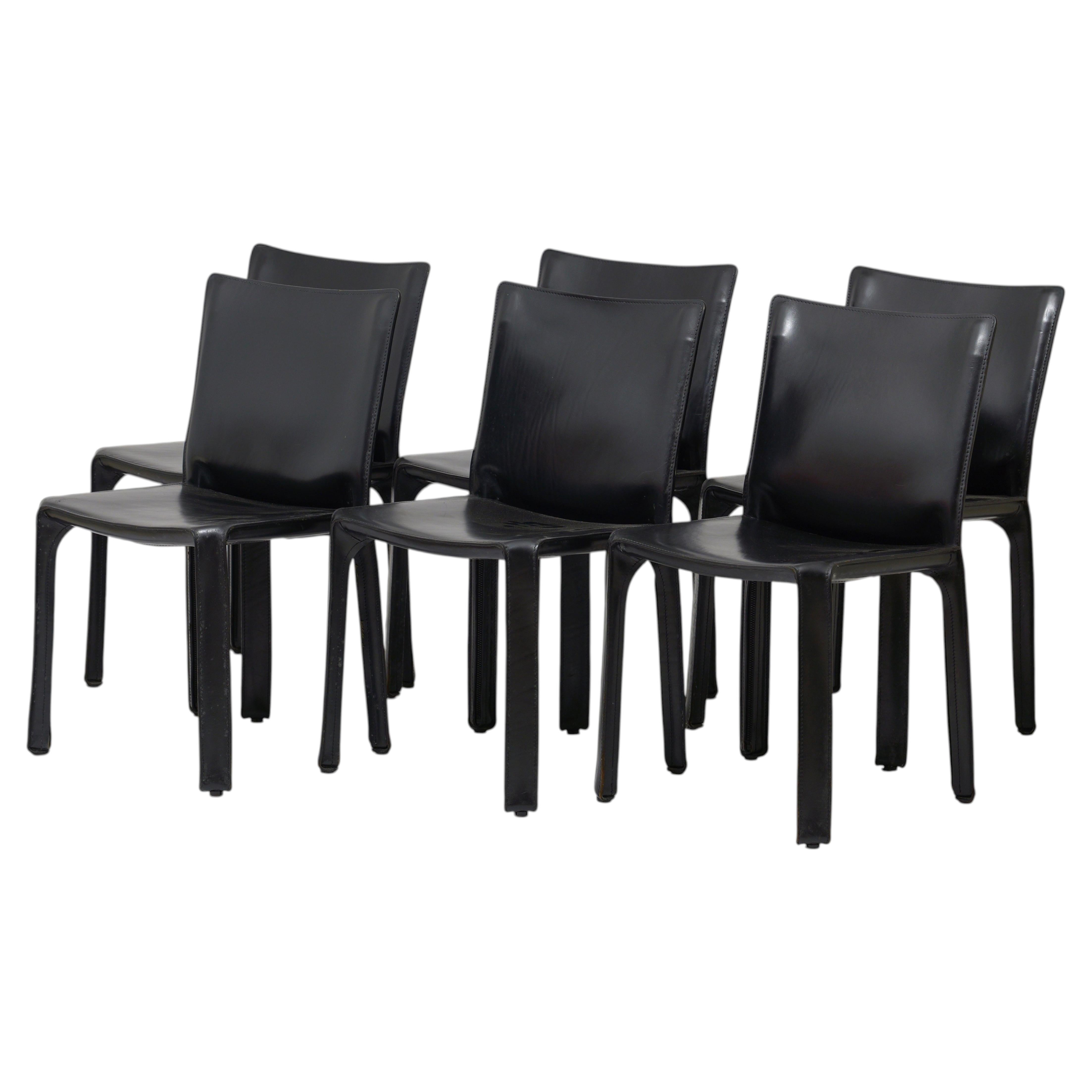Cab 412 black, dining chair by Mario Bellini, set of 6 For Sale
