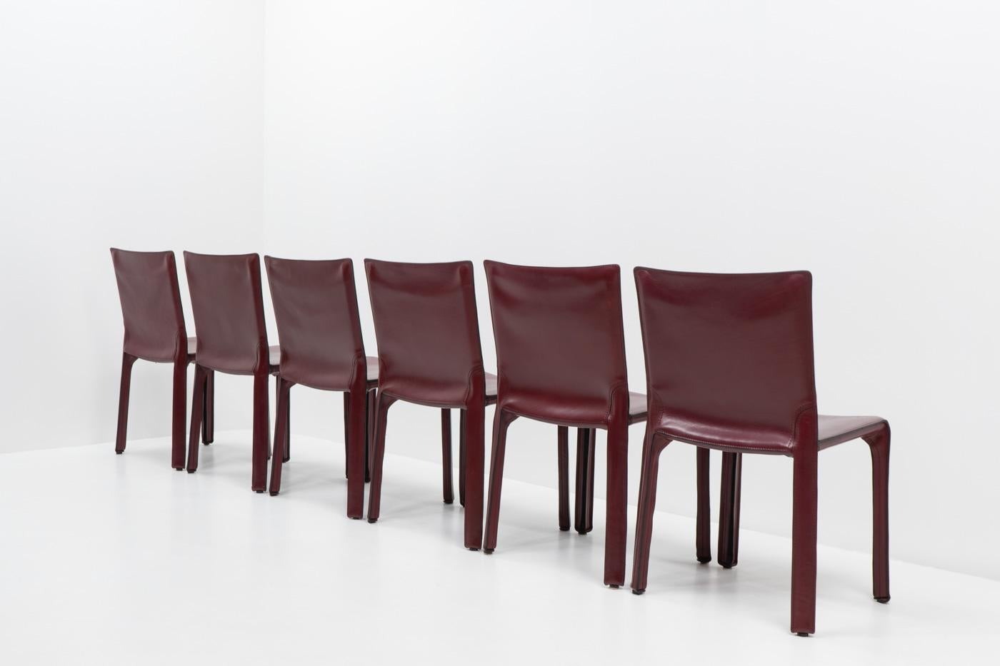 Late 20th Century Cab 412 Chairs by Mario Bellini for Cassina, Set of 6
