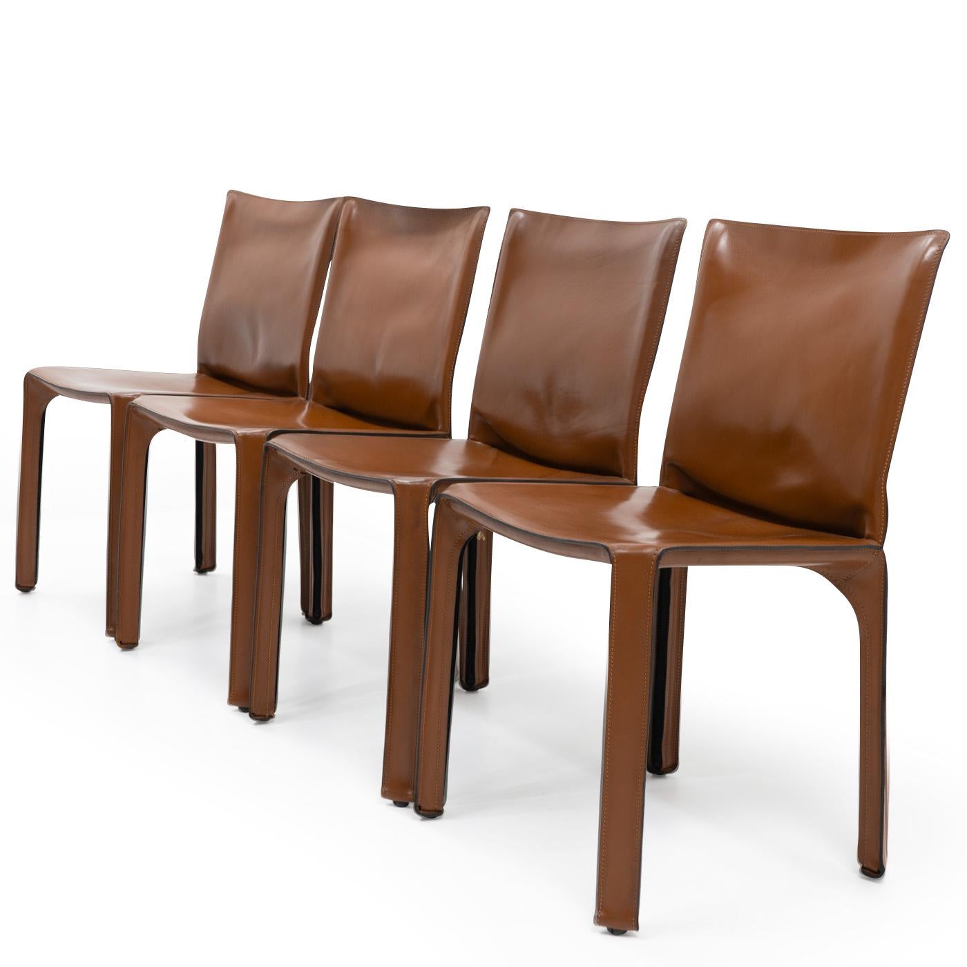 Mid-Century Modern Cab 412 Chairs by Mario Bellini for Cassina, Set of Four