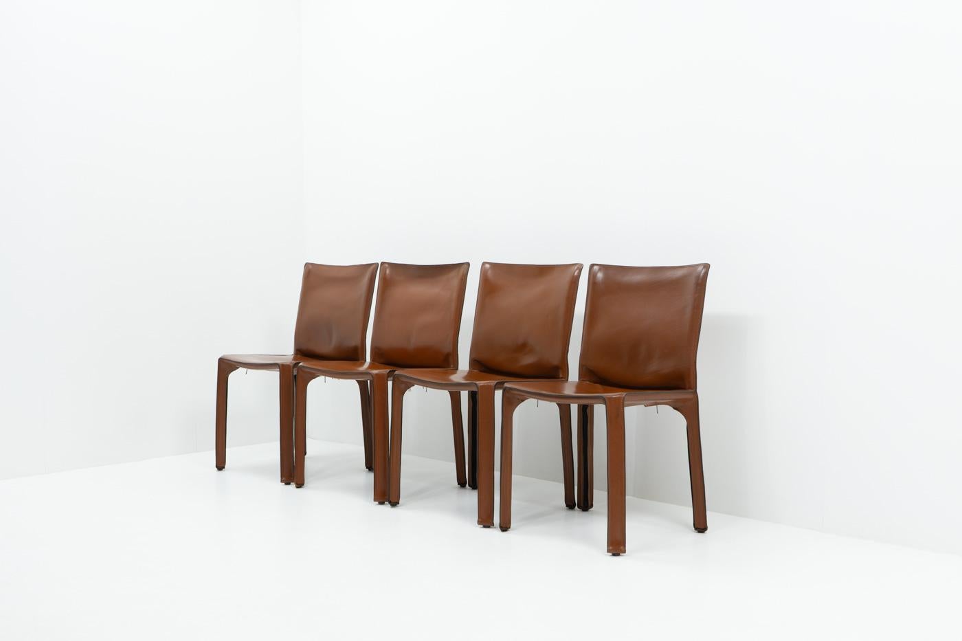 Late 20th Century Cab 412 Chairs by Mario Bellini for Cassina, Set of Four
