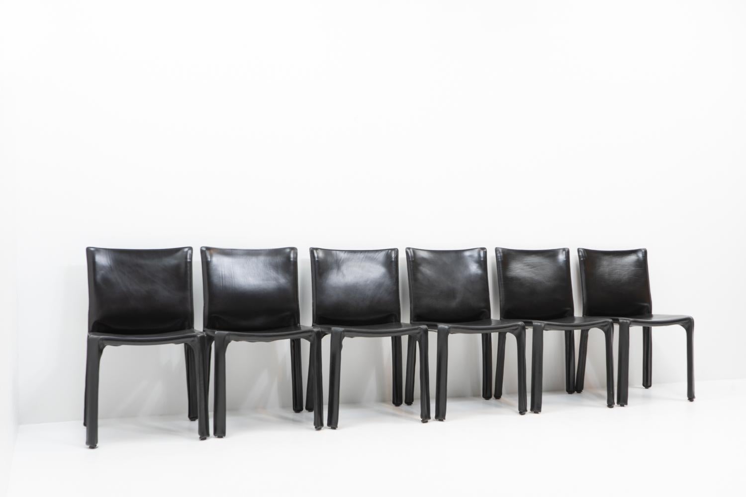 Chaises Cab 412 de Mario Bellini pour Cassina, ensemble de six pièces en vente 4