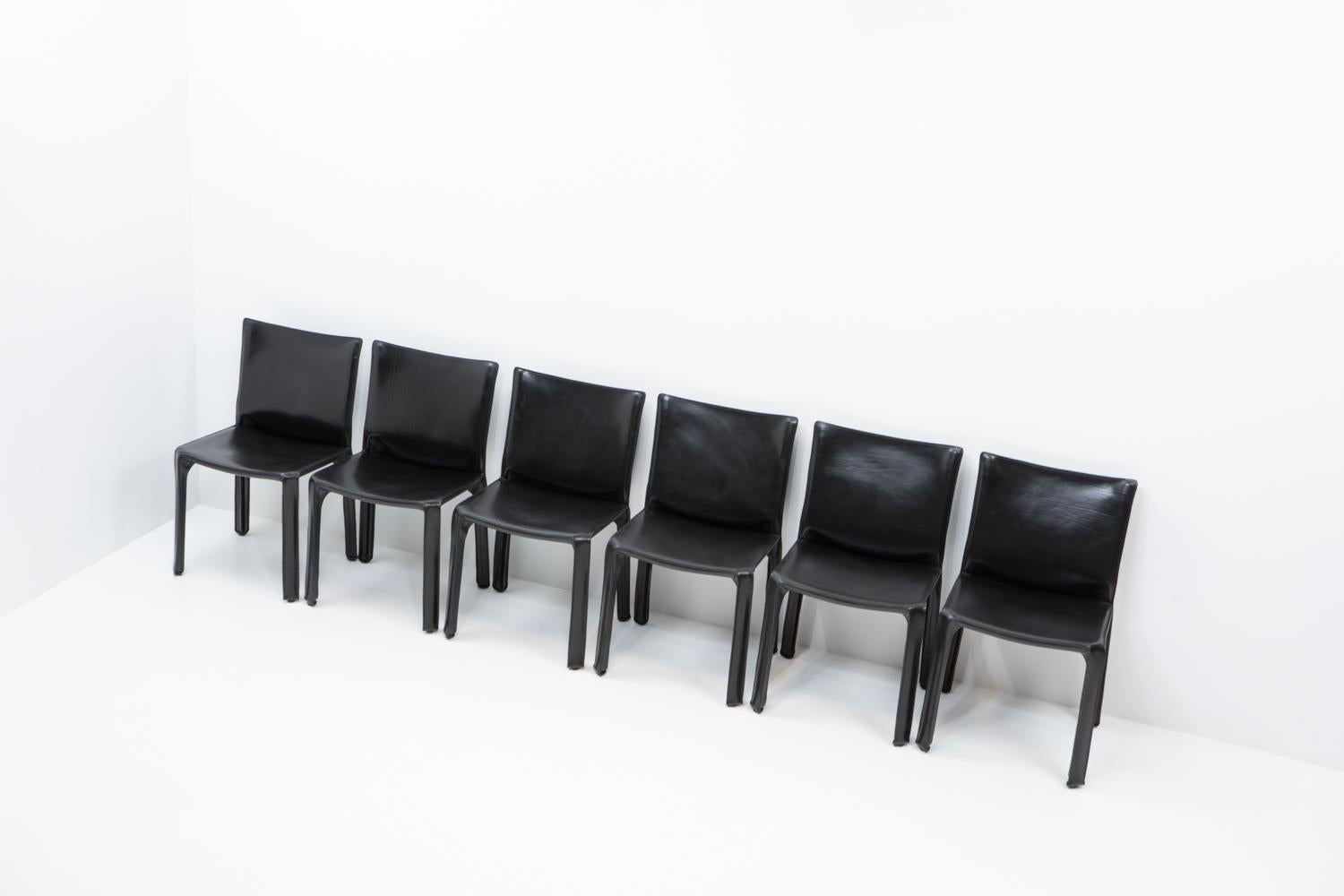 Chaises Cab 412 de Mario Bellini pour Cassina, ensemble de six pièces en vente 5