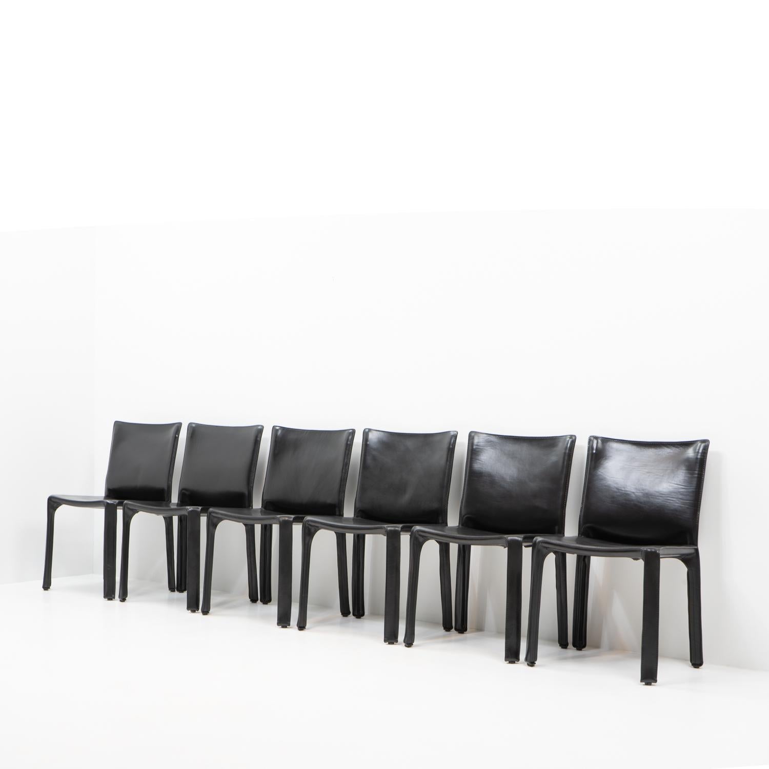 Chaises Cab 412 de Mario Bellini pour Cassina, ensemble de six pièces en vente 6