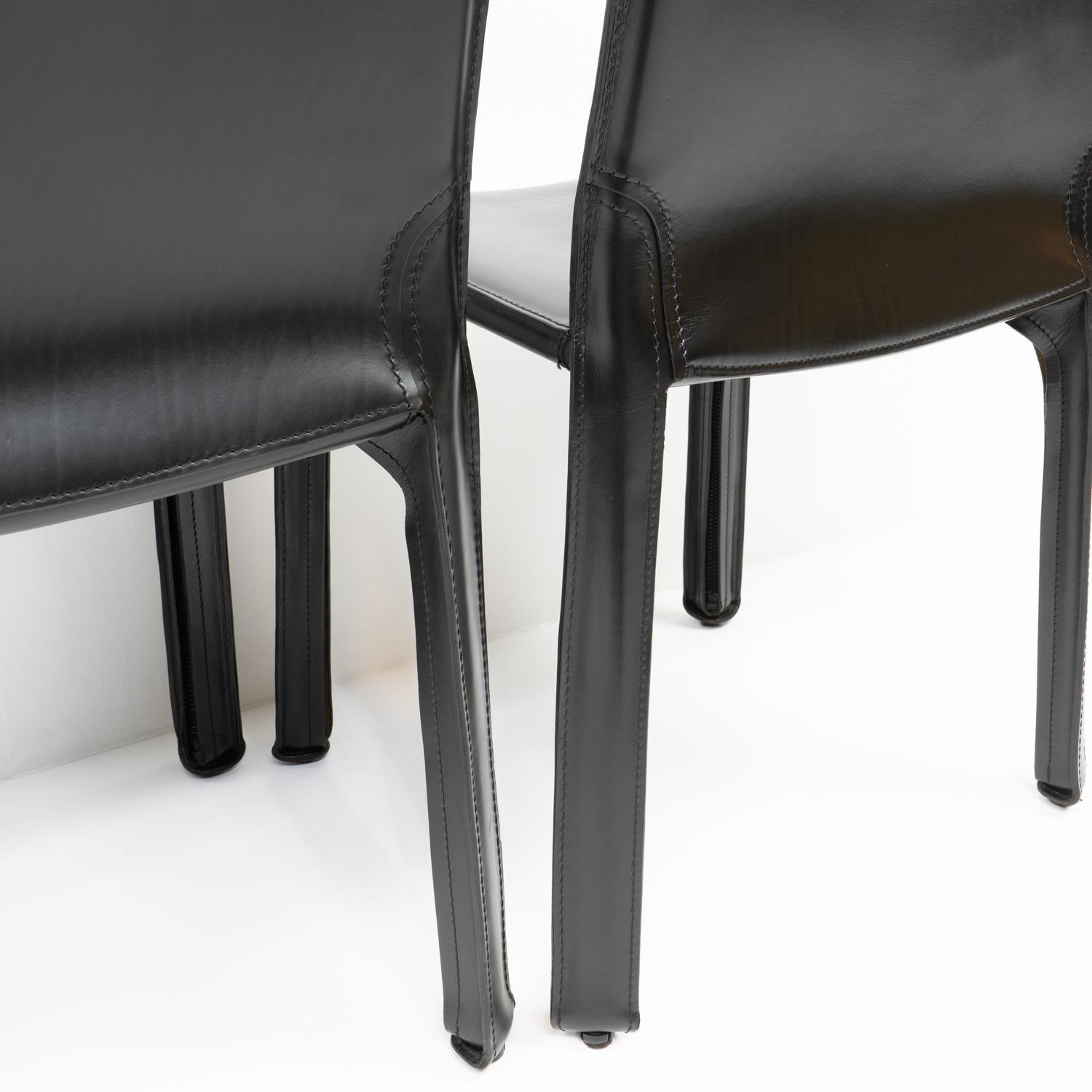 Mid-Century Modern Chaises Cab 412 de Mario Bellini pour Cassina, ensemble de six pièces en vente