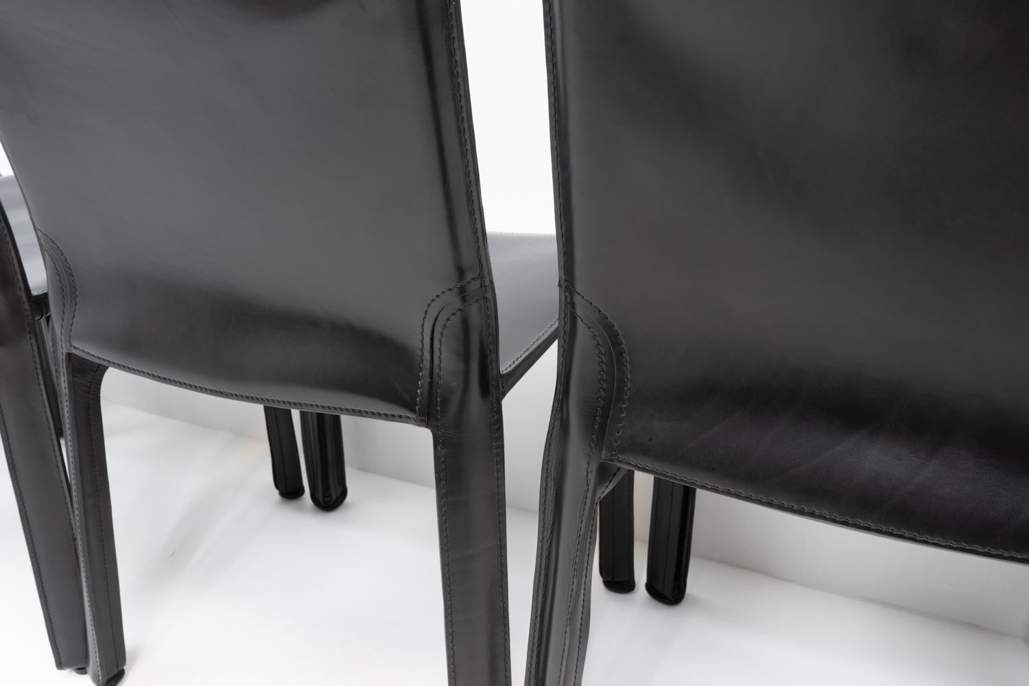 Chaises Cab 412 de Mario Bellini pour Cassina, ensemble de six pièces Bon état - En vente à Renens, CH