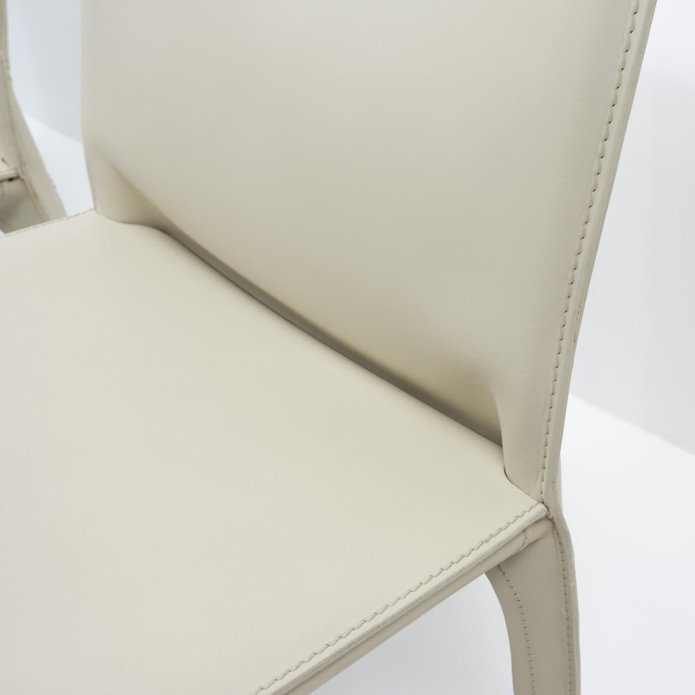 Cab 412 Chairs in Cream Leather by Mario Bellini for Cassina, Set of 4 For Sale 5