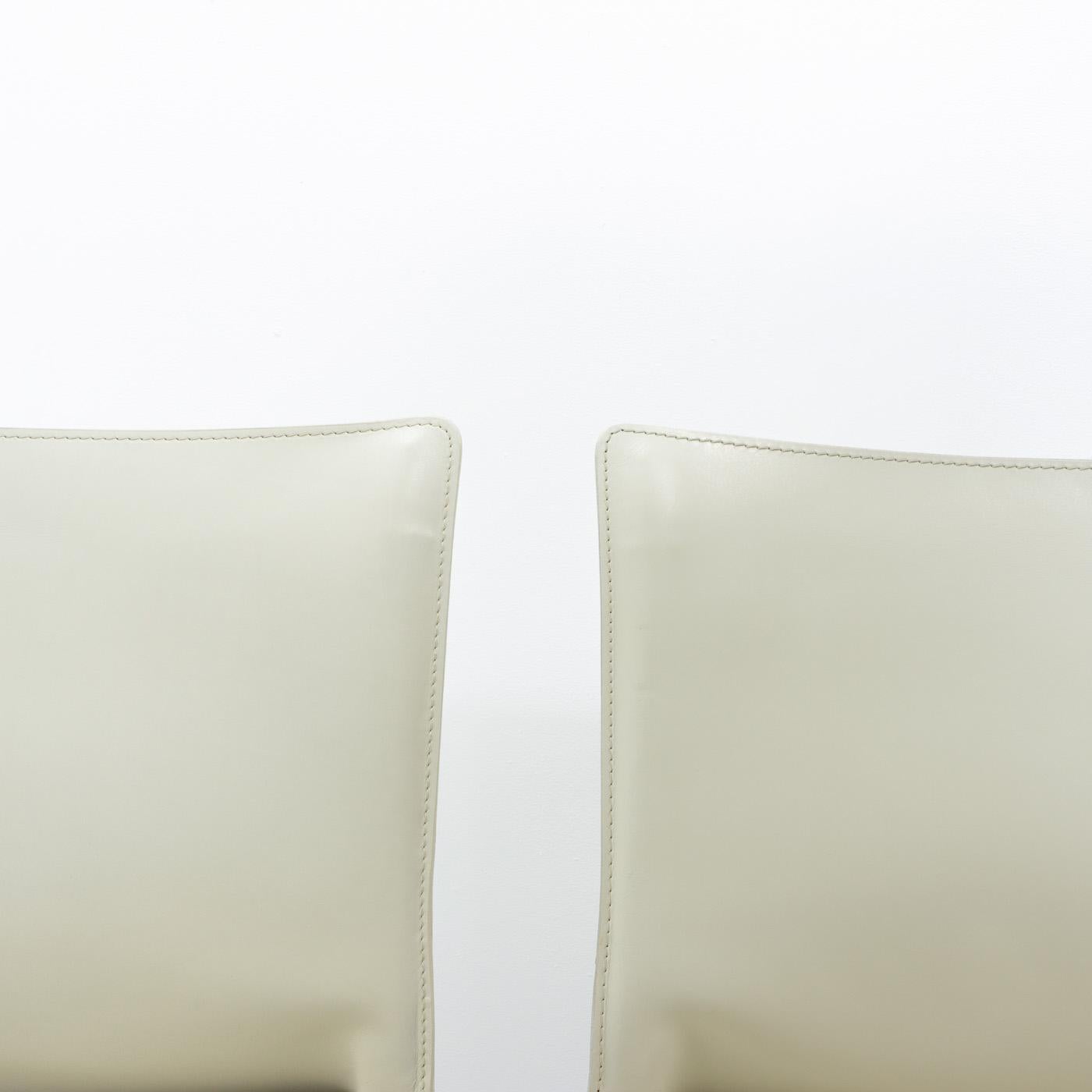 Cab 412 Chairs in Cream Leather by Mario Bellini for Cassina, Set of 4 For Sale 10