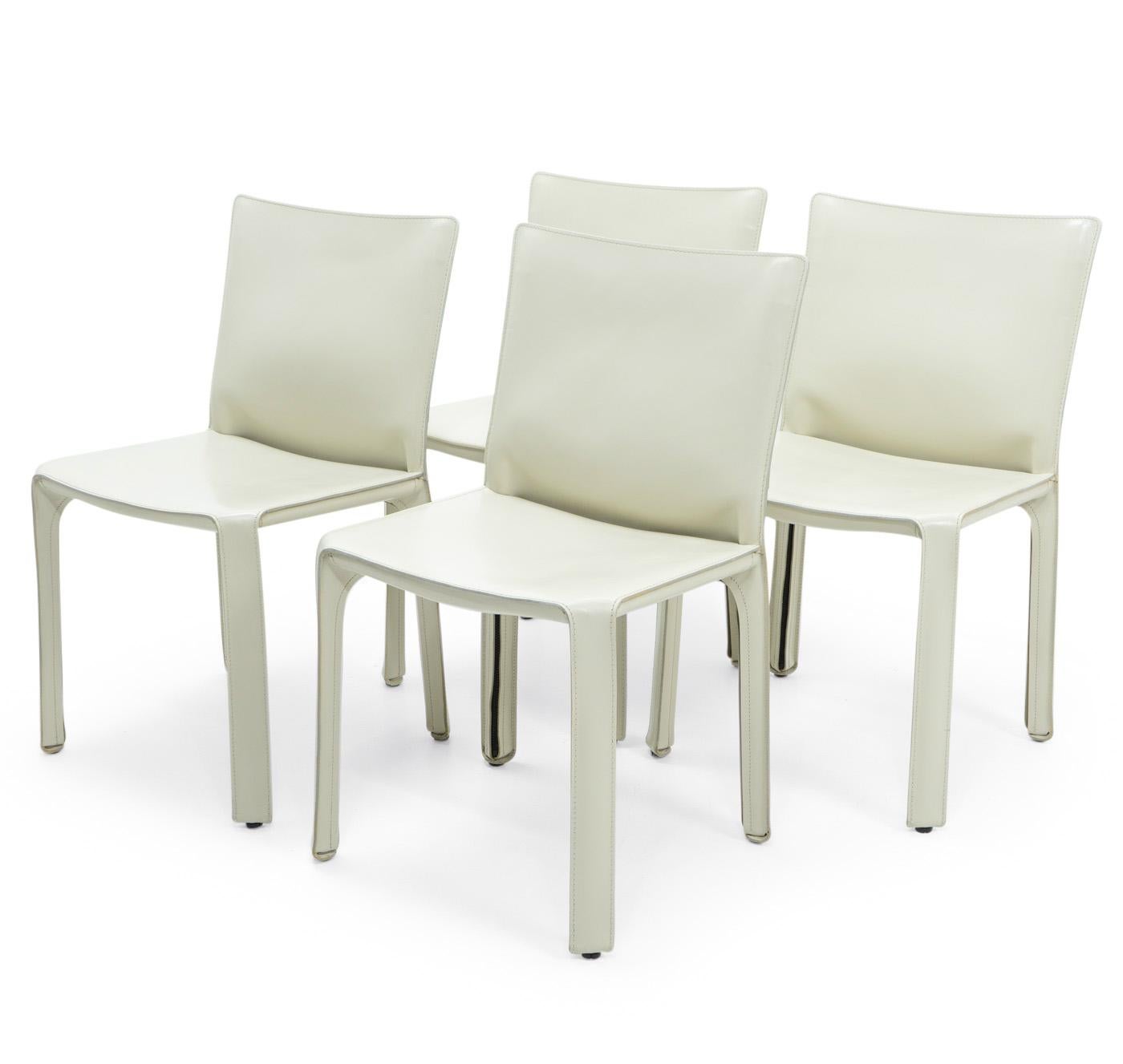 Cab 412 Chairs in Cream Leather by Mario Bellini for Cassina, Set of 4 In Good Condition For Sale In Renens, CH