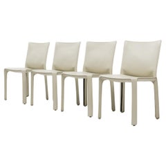 Cab 412 Chairs in Cream Leather by Mario Bellini for Cassina, Set of 4