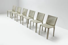 Cab 412 Grey Leather Vintage Dining Chairs by Mario Bellini for Cassina