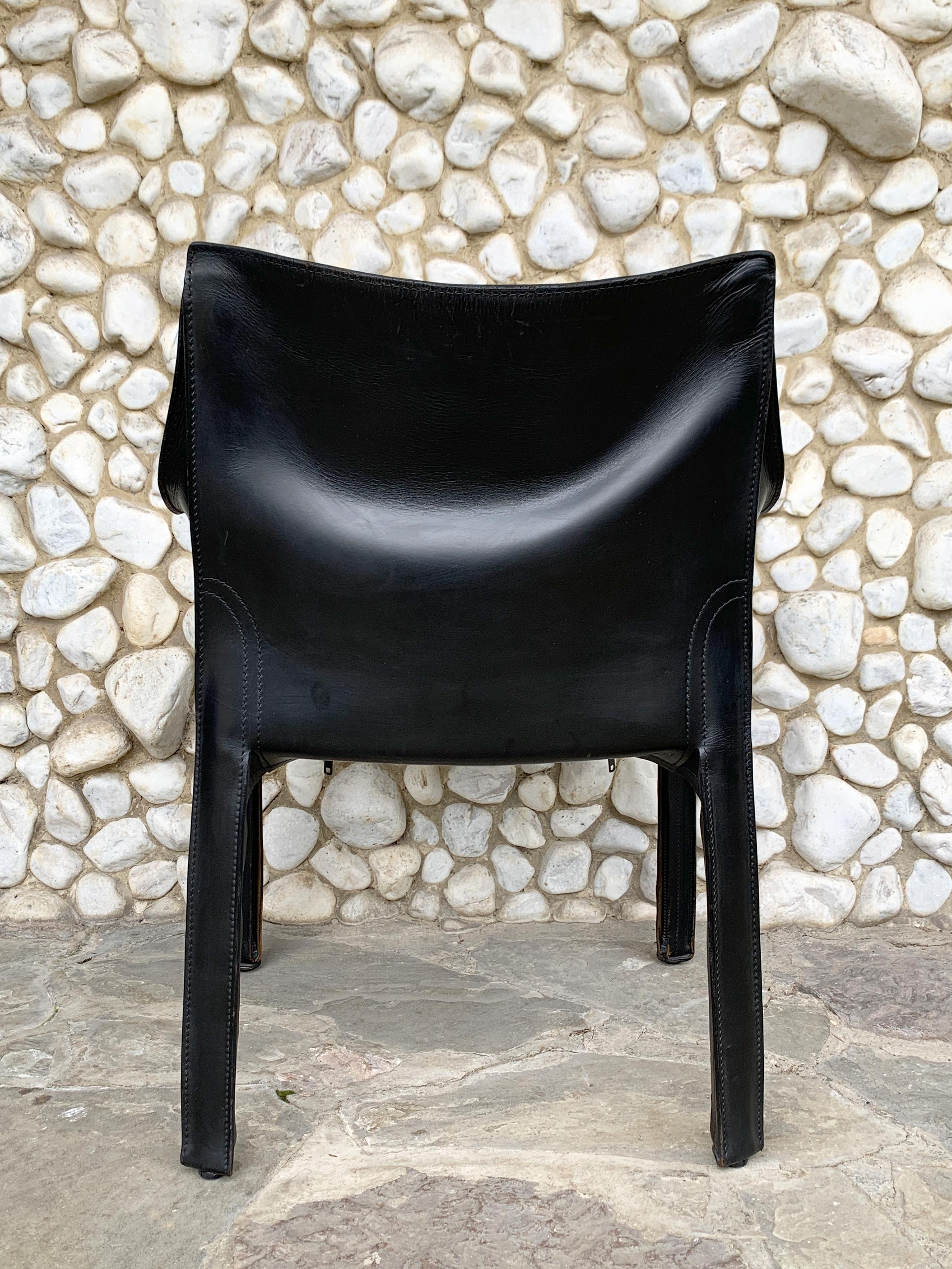 CAB 413 Armchair in Black Leather by Mario Bellini for Cassina, 1980s For Sale 3
