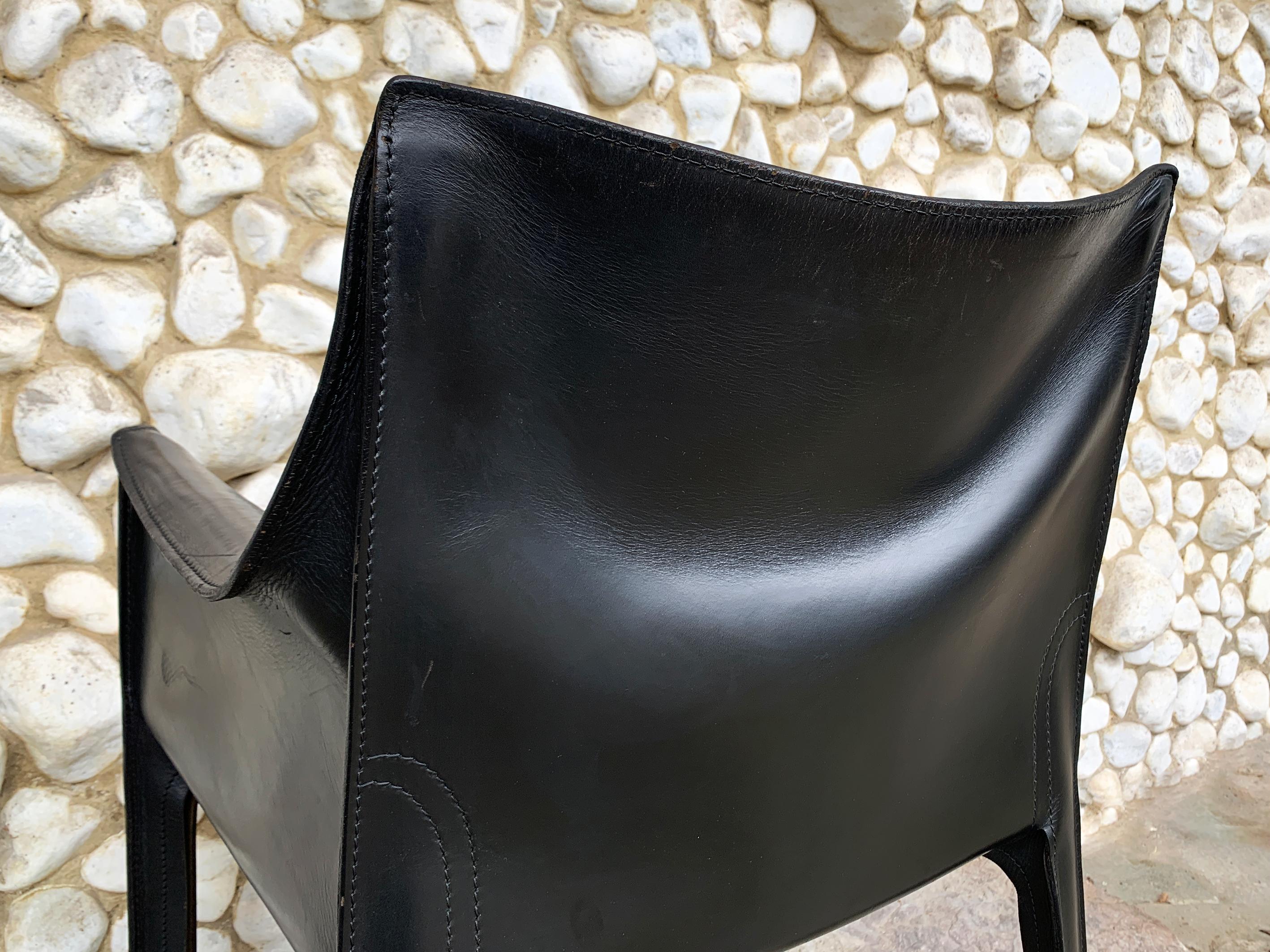 CAB 413 Armchair in Black Leather by Mario Bellini for Cassina, 1980s For Sale 4