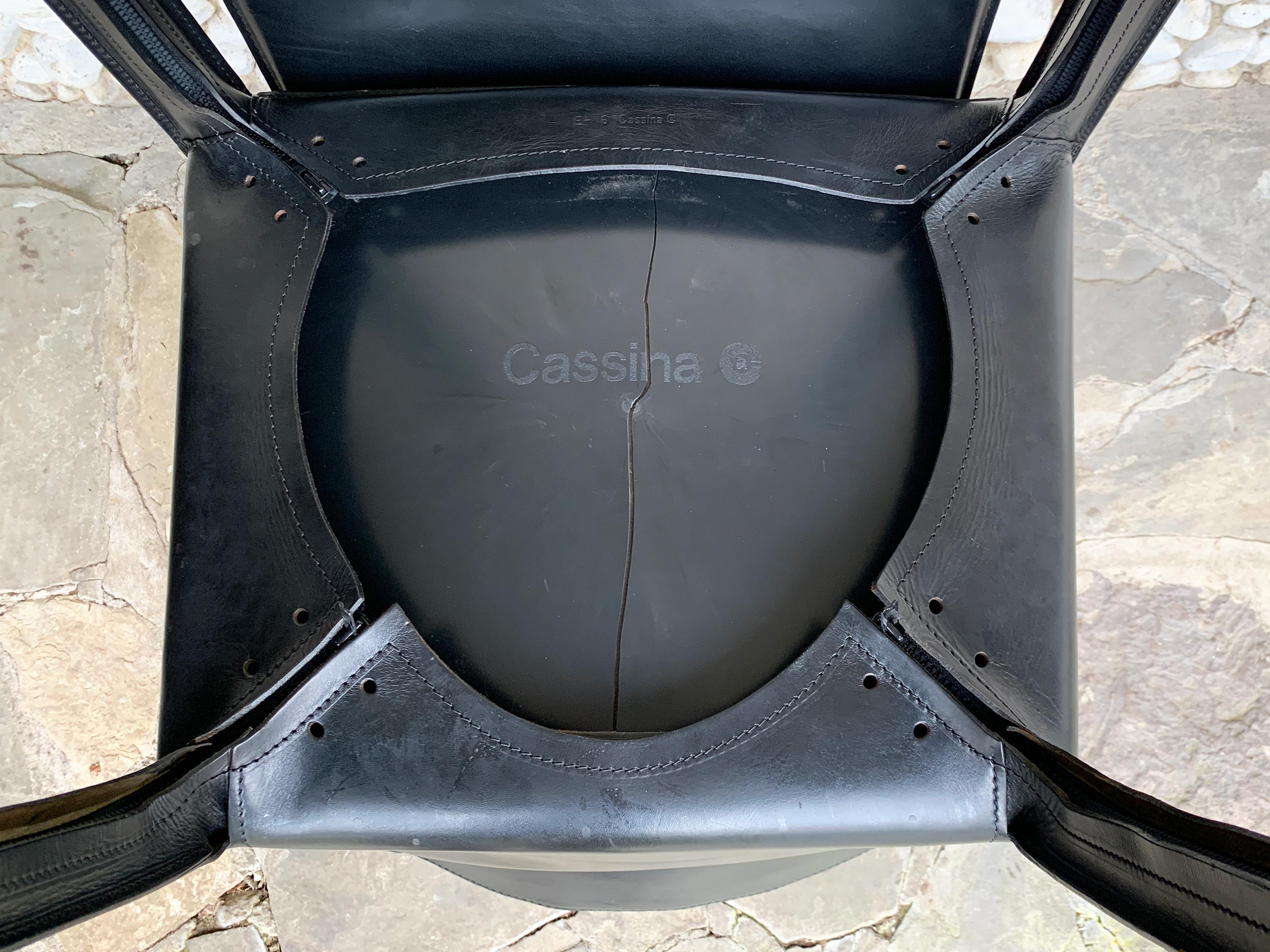 CAB 413 Armchair in Black Leather by Mario Bellini for Cassina, 1980s For Sale 8