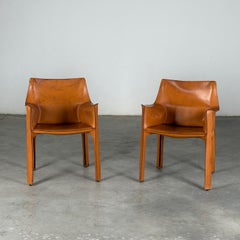 CAB 413 Armchairs by Mario Bellini for Cassina in Original Cognac Leather