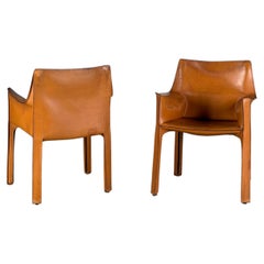 CAB 413 Armchairs by Mario Bellini for Cassina in Original Cognac Leather