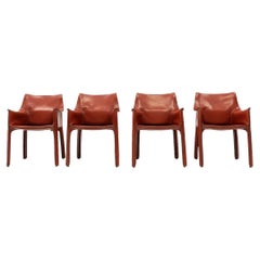 Cab 413 Armchairs by Mario Bellini for Cassina, Set of 4