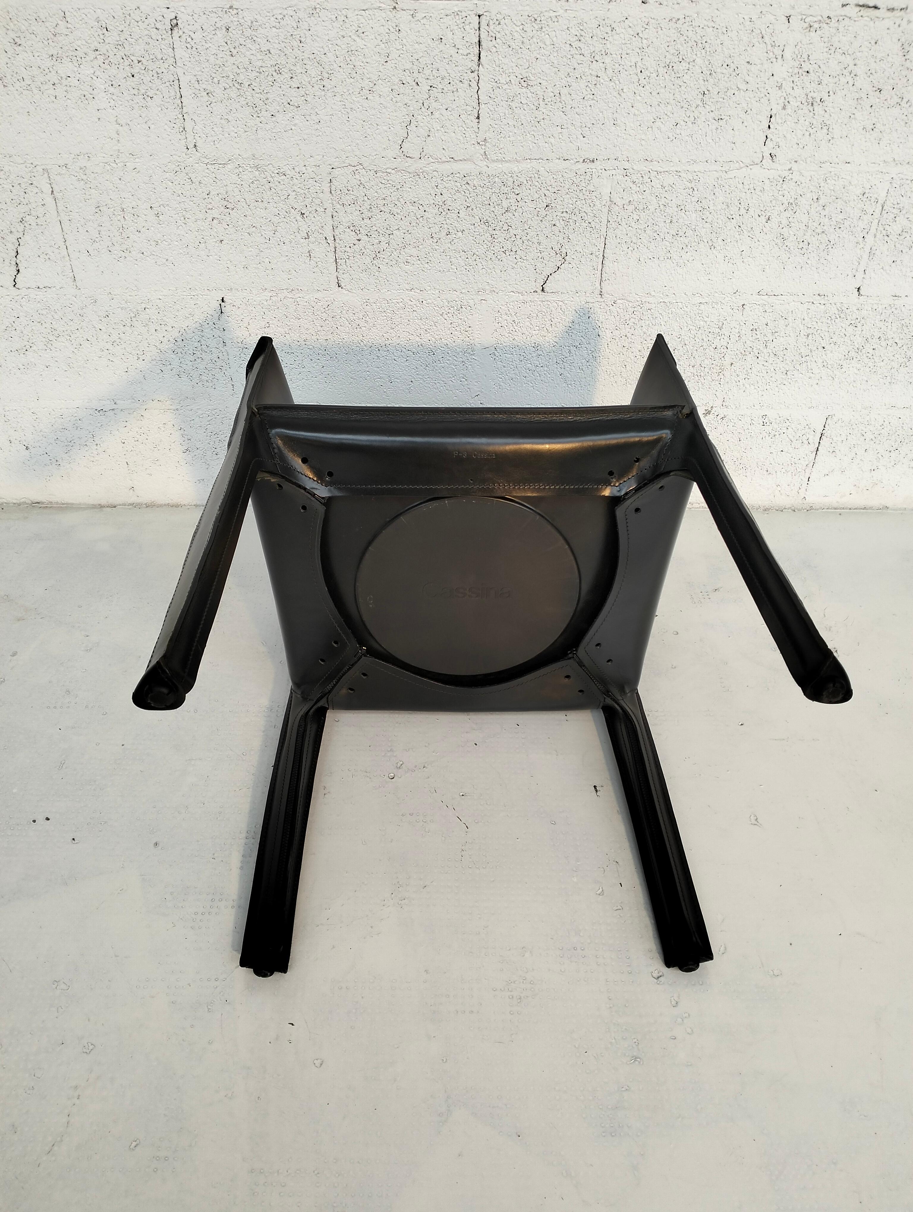 Cab 413 black leather armchair by Mario Bellini for Cassina, Italy, 70's 9