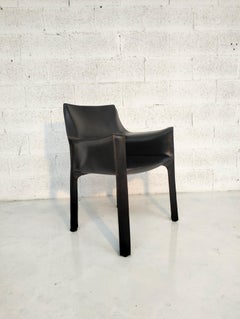 Cab 413 black leather armchair by Mario Bellini for Cassina, Italy, 70's