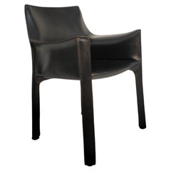 Cab 413 black leather armchair by Mario Bellini for Cassina, Italy, 70's