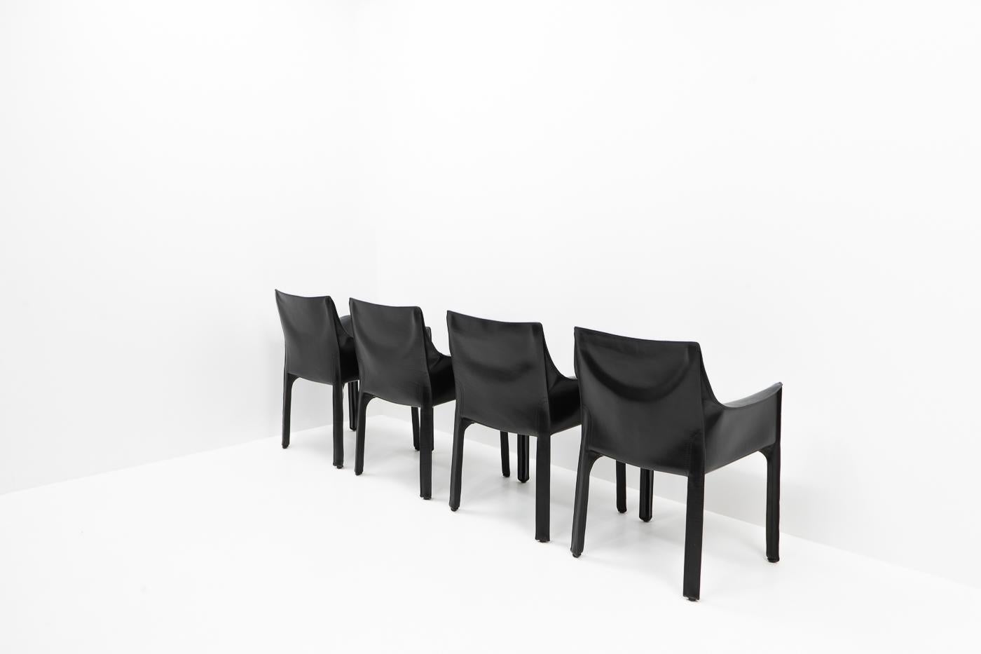 Mid-Century Modern Cab 413 Chairs by Mario Bellini for Cassina, Set of 4