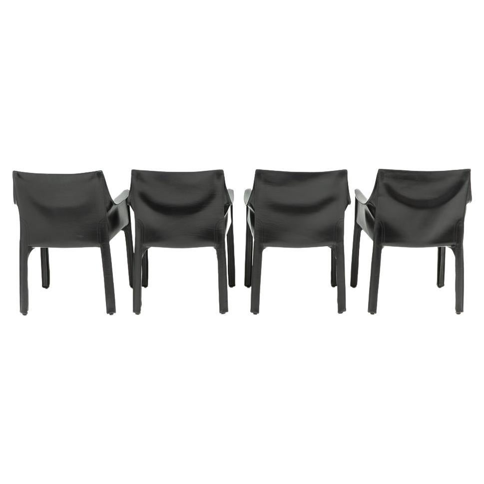 Italian Cab 413 Chairs by Mario Bellini for Cassina, Set of 4
