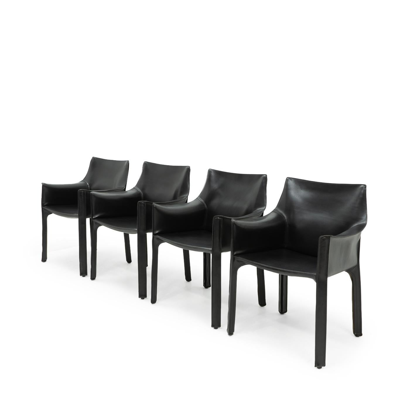Cab 413 Chairs by Mario Bellini for Cassina, Set of 4 In Good Condition In Renens, CH